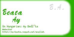 beata ay business card